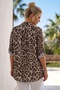 Italian Beige-Leopard Judge Collar 3/4 Sleeve Buttoned Sequin Pocket Sequined Viscose Woven Blouse 75 64 - 8