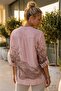 Italian Powder Hakim Collar Long Sleeve Printed Casual Linen Look Woven Blouse 75 62 - 6
