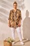 Italian Mustard Court Collar Long Sleeve Patterned Sequin Pocket Casual Viscose Woven Blouse 75 60 - 3
