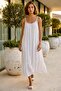 Italian White Strapless Collar Strap Lined Skirt Ruffled Embroidered Casual Woven 125 60 - 5