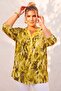 Italian Mustard Color Judge Collar Long Sleeve Patterned Sequin Pocket Casual Viscose Woven Blouse 75 60 - 6