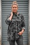 Italian Khaki Pool Collar Long Sleeve Camouflage Casual Long Knitwear Blouse with Scarf 75 70 - 5