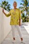 Italian Yellow Judge Collar Long Sleeve Floral Sequined Pocket Casual Viscose Woven Blouse 75 62 - 4