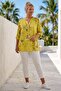 Italian Yellow Judge Collar Long Sleeve Floral Sequined Pocket Casual Viscose Woven Blouse 75 62 - 5