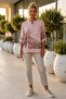 Italian Powder Hakim Collar Long Sleeve Printed Casual Linen Look Woven Blouse 75 62 - 8