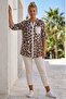 Italian Leopard Court Collar 3/4 Sleeve Buttoned Sequin Pocketed Casual Viscose Woven Blouse 75 64 - 7