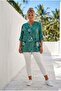 Italian Green Judge Collar Long Sleeve Floral Sequined Pocket Casual Viscose Woven Blouse 75 62 - 7