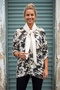 Italian Beige Pool Collar Long Sleeve Camouflage Casual Long Knitwear Blouse with Scarf 75 70 - 4