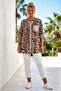 Italian Beige-Leopard Judge Collar 3/4 Sleeve Buttoned Sequin Pocket Sequined Viscose Woven Blouse 75 64 - 6