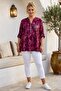 Italian Burgundy Judge Collar Long Sleeve Shawl Patterned Sequin Pocket Casual Viscose Woven Blouse 75 62 - 5