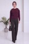 Women's Shoulder Cut Out Detailed Beaded Embroidered Crew Neck Knitwear Sweater Black, Burgundy - 2