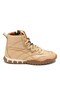 Women's Beige Bead Accessory Detailed Side Zipper Lace-Up Comfortable Orthopedic Sole Sneaker Boots - 3