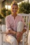 Italian Powder Hakim Collar Long Sleeve Printed Casual Linen Look Woven Blouse 75 62 - 4