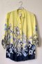 Italian Yellow Judge Collar 3/4 Sleeve Buttoned Floral Printed Casual Linen Look Woven Blouse 80 66 - 2
