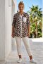 Italian Leopard Court Collar 3/4 Sleeve Buttoned Sequin Pocketed Casual Viscose Woven Blouse 75 64 - 5