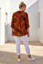 Italian Orange Judge Collar Long Sleeve Leaf Patterned Sequin Pocket Casual Viscose Woven Blouse 75 62 - 8