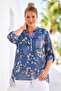 Italian Indigo Hakim Collar Long Sleeve Patterned Sequin Pocket Casual Viscose Woven Blouse 72 62 - 4
