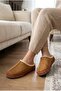 Tan Chenille / Ethnic Pattern Striped Plush Inner Lining Non-Slip Sole House Slippers - 2