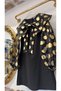 Gold Polka Dot Bow Collar Tulle Balloon Sleeve Dress
