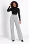 Women's High Waist Gathering Effect Bootcut Fabric Trousers with Front Stitching Detail