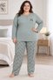 Women's Regular Plus Size Cotton Mom Pajamas Set for Middle-Aged and Older Women 4584