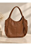 Large Size Women's Shoulder Bag University Student Work Bag Burgundy Brown Lined Interior Pocket Back Zipper Side Water Bottle Pocket Tasseled