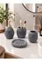 Ceramic bathroom set, gray, 4 pieces, honeycomb pattern - 2
