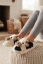 Cow Figured Embroidered Winter Unisex Home Slippers - 4