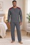 Men's Interlock Comfortable Fit Plaid Round Neck Cotton Pajama Set 6854-1