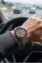 Silver-Rosegold Men's Wristwatch |   45 mm Steel Cord with Phosphorescent Hands - 2