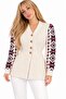 Women's Knitwear Cardigan with Patterned Sleeves and Button Details - 2