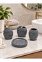 Ceramic bathroom set, gray, 4 pieces, honeycomb pattern - 3