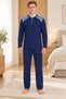 Men's Interlock Comfortable Fit Plaid Round Neck Cotton Pajama Set 6854-1 - 3