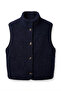 Buttoned Premium Buttoned Fleece Vest - Dark Blue