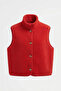 Buttoned Premium Buttoned Fleece Vest - Red