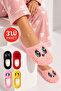 Women's Plush Ballerina Booties Socks 3-Pack – Embroidered Patterned Soft Home Socks