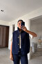 Buttoned Premium Buttoned Fleece Vest - Dark Blue - 5