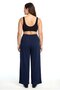 Women's Navy Blue Textured Large Size Pajama Bottoms with Pockets, Comfortable Cut, Flexible Waist, Daily Home Wear Bottoms Maripo - 3