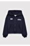 Hooded Logo Dark Navy Blue Girls' Jacket 7S10188-84371 - 3