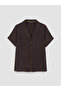 Alita City with a Difference from Lcw Dream Brown Satin Plain Short Sleeve Women's Pajama Set - 6