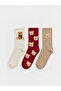 Rmz Gi̇yi̇m Farkiyla Bear Embroidered Women's Socks 3-Piece Set