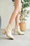 Zrcb1 - Premium Quality Zippered Thick Heeled Women's Boots Beige - 5