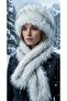 Women's Luxury Long Fur Imported Hat and Scarf Set - Black Copper Gradient Faux Fur Winter Hat Set