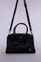 Black Mini Wallet Leather Hand and Shoulder Bag with Accessories - 3