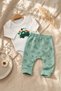 Baby Boy 100% Cotton Car Green Patterned 2-Piece Set - Long Sleeve Bodysuit and Stretchy Pants Set - 2