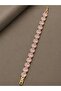 Brass Pink Zircon Stone Circle Baguette Model Gold Color Vip Series Women's Bracelet - 2