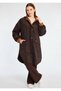 Women's Brown Hooded Water Repellent Long Raincoat Trench Coat - 3