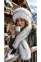 Women's Luxury Long Fur Imported Hat and Scarf Set - Black Copper Gradient Faux Fur Winter Hat Set - 2