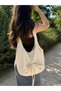 Jo Bag Large Volume 4-Pocket Black and White Striped Ribbon Detailed Shoulder Bag - 3