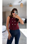 Burgundy Double-Buttoned Knitwear Vest - 2Y4492